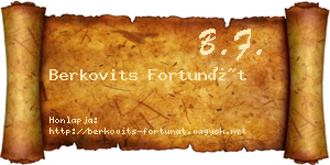 Berkovits Fortunát névjegykártya